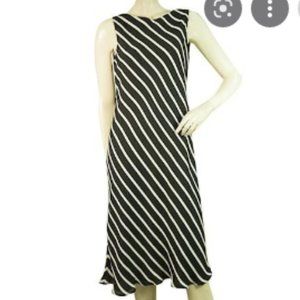 Ralph Lauren Black & White Stripes - Bias cut 3/4 Silk Dress - Size 8